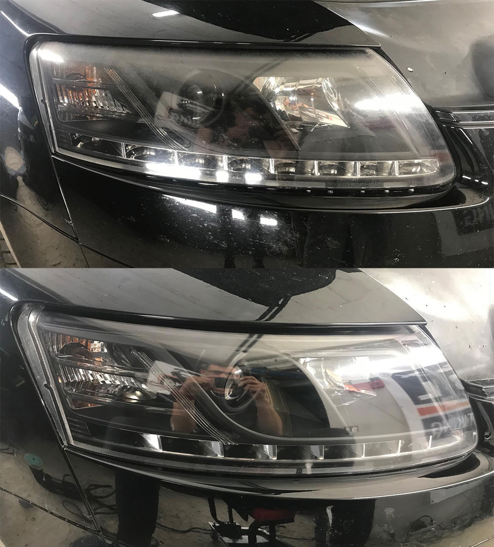 Lampa przed i po polerowaniu